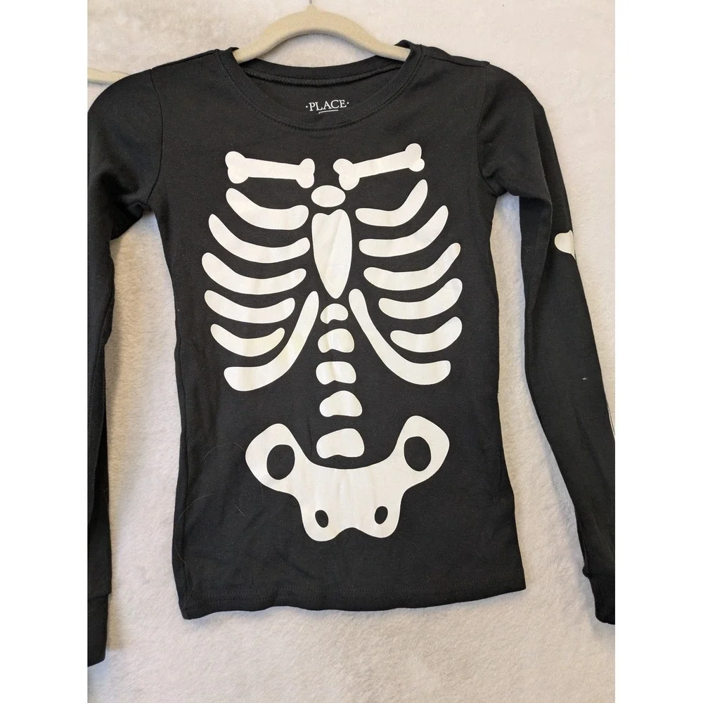 The Children's Place Pajama Set Kid's 8 Black Skeleton‎ Bone Graphic Snug Fit